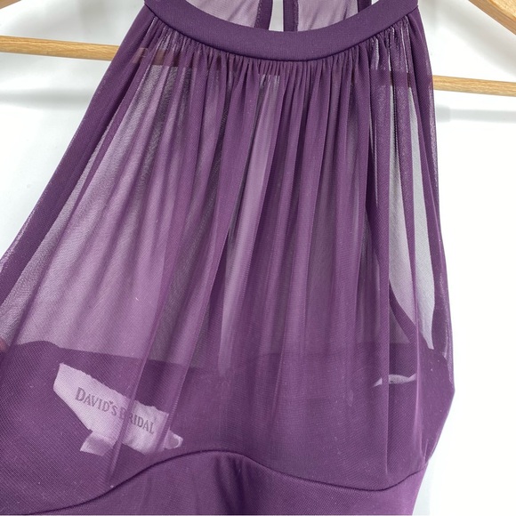 David's Bridal Formal Purple Plum Sheer Halter Short Dress Holiday Cocktail 4 - Picture 4 of 8